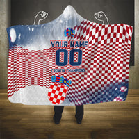 Personalized Croatia Football Eagle Mascot Hooded Blanket Checkerboard Pattern - Accent Splatters