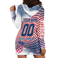 Personalized Croatia Football Eagle Mascot Hoodie Dress Checkerboard Pattern - Accent Splatters