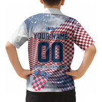 Personalized Croatia Football Eagle Mascot Kid Hawaiian Shirt Checkerboard Pattern - Accent Splatters