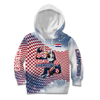 Personalized Croatia Football Eagle Mascot Kid Hoodie Checkerboard Pattern - Accent Splatters