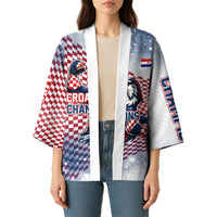 Personalized Croatia Football Eagle Mascot Kimono Checkerboard Pattern - Accent Splatters