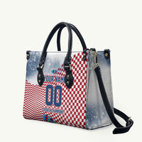 Personalized Croatia Football Eagle Mascot Leather Bag Checkerboard Pattern - Accent Splatters