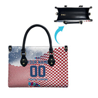 Personalized Croatia Football Eagle Mascot Leather Bag Checkerboard Pattern - Accent Splatters