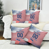 Personalized Croatia Football Eagle Mascot Pillow Cover Checkerboard Pattern - Accent Splatters