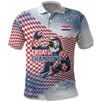 Personalized Croatia Football Eagle Mascot Polo Shirt Checkerboard Pattern - Accent Splatters