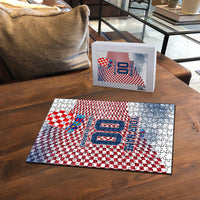 Personalized Croatia Football Eagle Mascot Puzzle Checkerboard Pattern - Accent Splatters