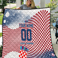 Personalized Croatia Football Eagle Mascot Quilt Checkerboard Pattern - Accent Splatters
