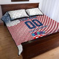 Personalized Croatia Football Eagle Mascot Quilt Bed Set Checkerboard Pattern - Accent Splatters
