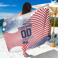 Personalized Croatia Football Eagle Mascot Sarong Checkerboard Pattern - Accent Splatters