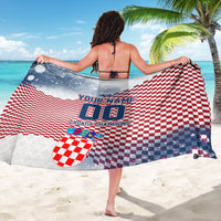 Personalized Croatia Football Eagle Mascot Sarong Checkerboard Pattern - Accent Splatters