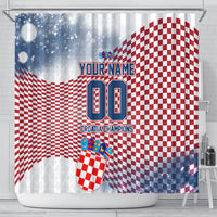 Personalized Croatia Football Eagle Mascot Shower Curtain Checkerboard Pattern - Accent Splatters
