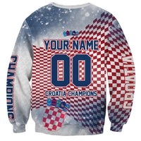 Personalized Croatia Football Eagle Mascot Sweatshirt Checkerboard Pattern - Accent Splatters