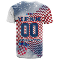Personalized Croatia Football Eagle Mascot T Shirt Checkerboard Pattern - Accent Splatters