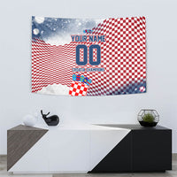 Personalized Croatia Football Eagle Mascot Tapestry Checkerboard Pattern - Accent Splatters