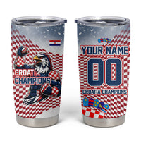 Personalized Croatia Football Eagle Mascot Tumbler Cup Checkerboard Pattern - Accent Splatters