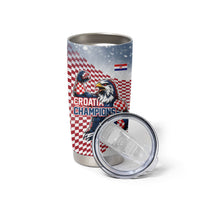 Personalized Croatia Football Eagle Mascot Tumbler Cup Checkerboard Pattern - Accent Splatters