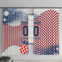 Personalized Croatia Football Eagle Mascot Window Curtain Checkerboard Pattern - Accent Splatters