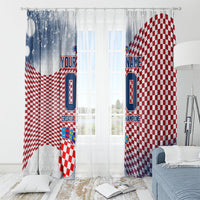 Personalized Croatia Football Eagle Mascot Window Curtain Checkerboard Pattern - Accent Splatters