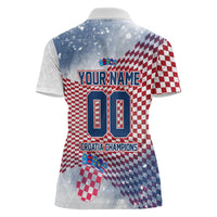 Personalized Croatia Football Eagle Mascot Women Polo Shirt Checkerboard Pattern - Accent Splatters