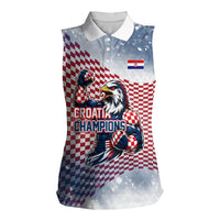 Personalized Croatia Football Eagle Mascot Women Sleeveless Polo Shirt Checkerboard Pattern - Accent Splatters
