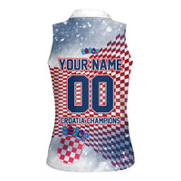 Personalized Croatia Football Eagle Mascot Women Sleeveless Polo Shirt Checkerboard Pattern - Accent Splatters