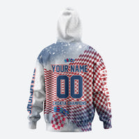 Personalized Croatia Football Eagle Mascot Zip Hoodie Checkerboard Pattern - Accent Splatters