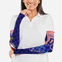 Personalized Croatia Football Arm Sleeves Checkerboard Graphic - Golden Champion Trophy And Flag