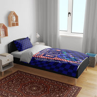 Personalized Croatia Football Bedding Set Checkerboard Graphic - Golden Champion Trophy And Flag
