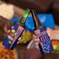 Personalized Croatia Football 4 in 1 Can Cooler Tumbler Checkerboard Graphic - Golden Champion Trophy And Flag