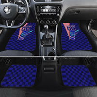 Personalized Croatia Football Car Mats Checkerboard Graphic - Golden Champion Trophy And Flag