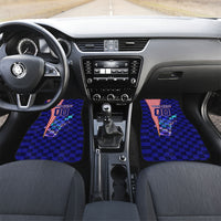 Personalized Croatia Football Car Mats Checkerboard Graphic - Golden Champion Trophy And Flag