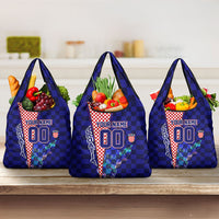 Personalized Croatia Football Grocery Bag Checkerboard Graphic - Golden Champion Trophy And Flag