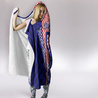 Personalized Croatia Football Hooded Blanket Checkerboard Graphic - Golden Champion Trophy And Flag