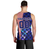 Personalized Croatia Football Men Tank Top Checkerboard Graphic - Golden Champion Trophy And Flag