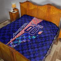 Personalized Croatia Football Quilt Checkerboard Graphic - Golden Champion Trophy And Flag