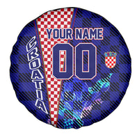 Personalized Croatia Football Spare Tire Cover Checkerboard Graphic - Golden Champion Trophy And Flag