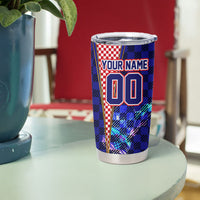 Personalized Croatia Football Tumbler Cup Checkerboard Graphic - Golden Champion Trophy And Flag