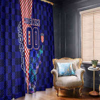 Personalized Croatia Football Window Curtain Checkerboard Graphic - Golden Champion Trophy And Flag