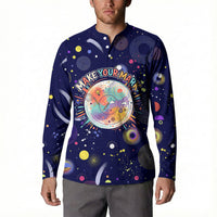 Dot Day Make Your Mark Button Sweatshirt Colorful Celestial Watercolor Circles And Swirling Polka Dots