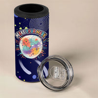 Dot Day Make Your Mark 4 in 1 Can Cooler Tumbler Colorful Celestial Watercolor Circles And Swirling Polka Dots