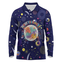 Dot Day Make Your Mark Long Sleeve Polo Shirt Colorful Celestial Watercolor Circles And Swirling Polka Dots