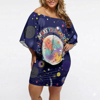 Dot Day Make Your Mark Off Shoulder Short Dress Colorful Celestial Watercolor Circles And Swirling Polka Dots