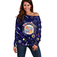 Dot Day Make Your Mark Off Shoulder Sweater Colorful Celestial Watercolor Circles And Swirling Polka Dots