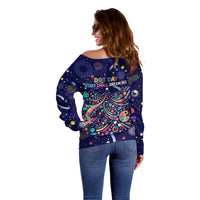 Dot Day Make Your Mark Off Shoulder Sweater Colorful Celestial Watercolor Circles And Swirling Polka Dots
