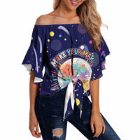 Dot Day Make Your Mark Off Shoulder Wrap Waist Top Colorful Celestial Watercolor Circles And Swirling Polka Dots