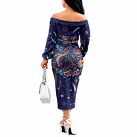Dot Day Make Your Mark Off The Shoulder Long Sleeve Dress Colorful Celestial Watercolor Circles And Swirling Polka Dots
