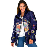 Dot Day Make Your Mark Padded Jacket Colorful Celestial Watercolor Circles And Swirling Polka Dots