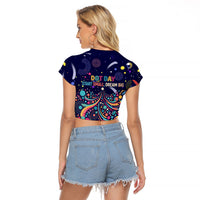 Dot Day Make Your Mark Raglan Cropped T Shirt Colorful Celestial Watercolor Circles And Swirling Polka Dots