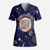 Dot Day Make Your Mark Scrub Top Colorful Celestial Watercolor Circles And Swirling Polka Dots