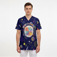 Dot Day Make Your Mark Scrub Top Colorful Celestial Watercolor Circles And Swirling Polka Dots